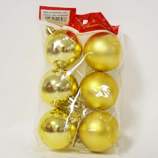 ORCA N2-5006AB YILBAŞI TOPU 5CM 6LI PK ALTIN