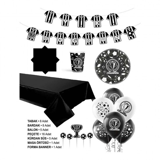 SÜSCÜ HASAN KUTLAMA SETİ CHAMPION  SİYAH BEYAZ