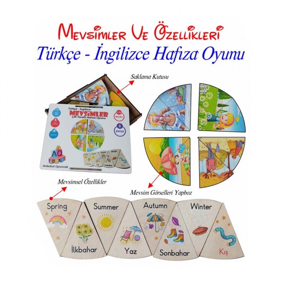ANKEBUT 31609 TR-İNG MEVSİMLER ÇİFT TARAFLI HAFIZA OYUNU KUTULU