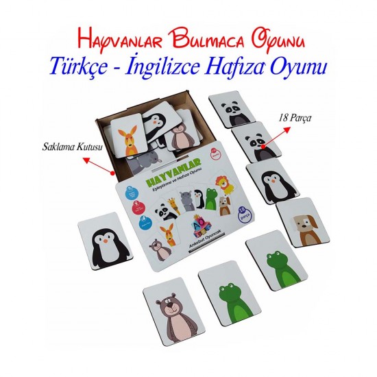 ANKEBUT 31623 18 HAYVANLI EŞLEŞTİRME PUZZLE KUTULU