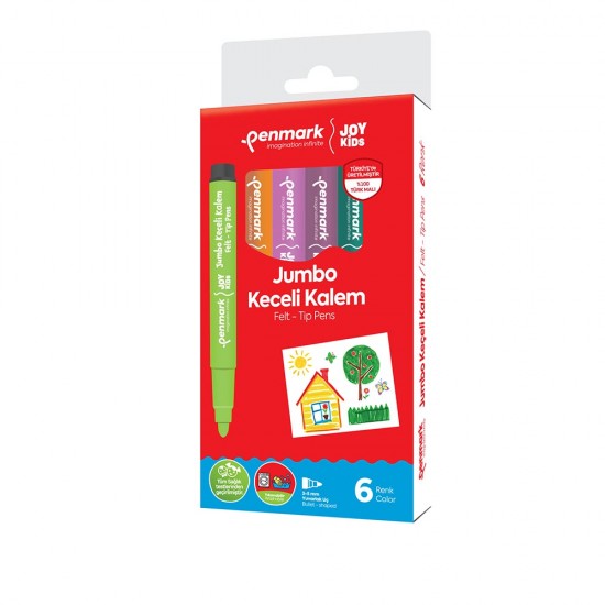 PENMARK HS706 6 SÜPER YIKANABİLİR JUMBO KEÇELİ KALEM 6LI SET