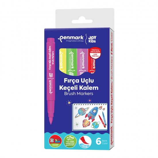 PENMARK HS708 6 SÜPER YIKANABİLİR BRUSH UÇLU KEÇELİ KALEM 6LI SET
