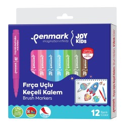PENMARK HS708 12 SÜPER YIKANABİLİR BRUSH UÇLU KEÇELİ KALEM 12 Lİ SET