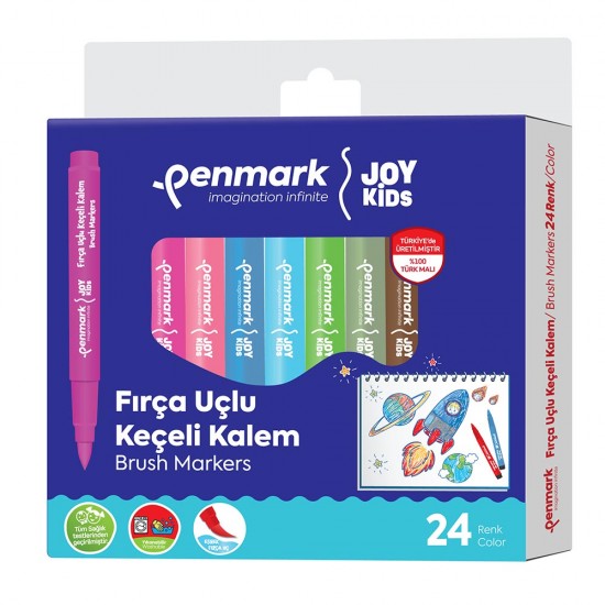 PENMARK HS708 24 SÜPER YIKANABİLİR BRUSH UÇLU KEÇELİ KALEM 24LÜ SET
