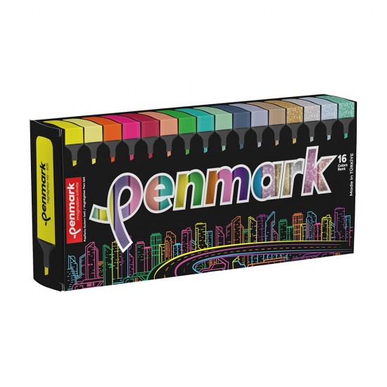 PENMARK HS505 16S FOSFORLU KALEM 16LI KT 4NEON 4PASTEL 4TROPİK 4SİMLİ