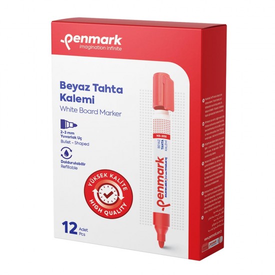 PENMARK HS1100-03 BEYAZ TAHTA KALEMİ ECOPLUS KIRMIZI