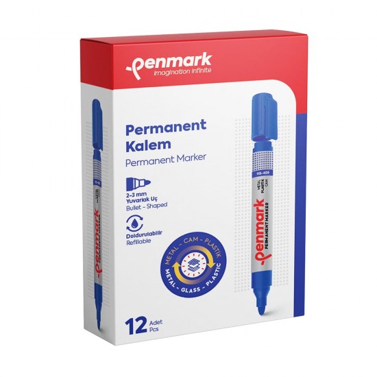 PENMARK HS1200-02 PERMANENT MARKER  YUVARLAK UÇ ECOPLUS MAVİ