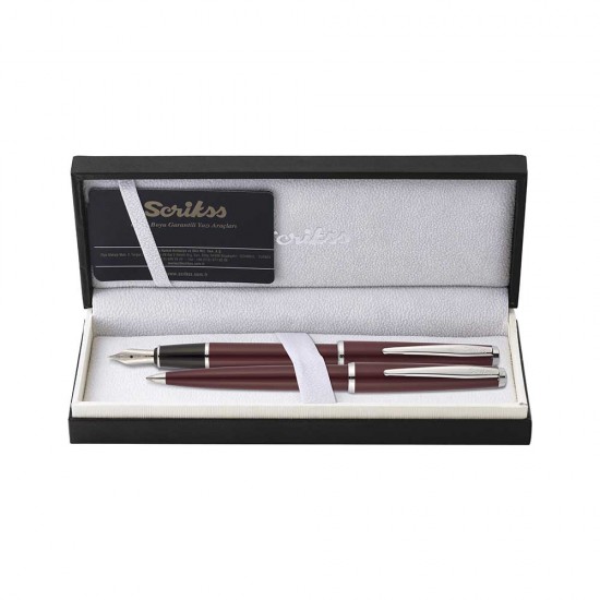 SCRİKSS 33 TÜKENMEZ+DOLMAKALEM TAKIM BORDO