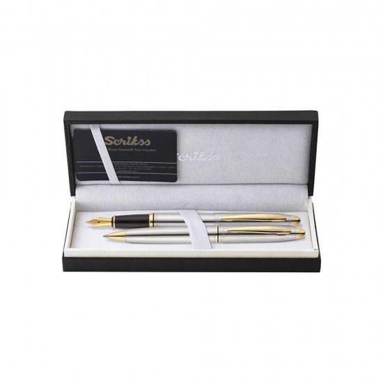 SCRİKSS 88 TÜKENMEZ+DOLMAKALEM TAKIM GOLD KROM
