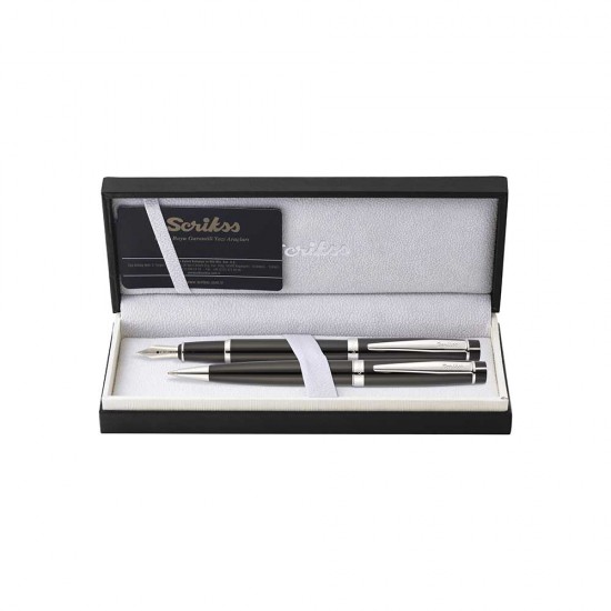 SCRİKSS 38 TÜKENMEZ+DOLMAKALEM TAKIM SİYAH KROM