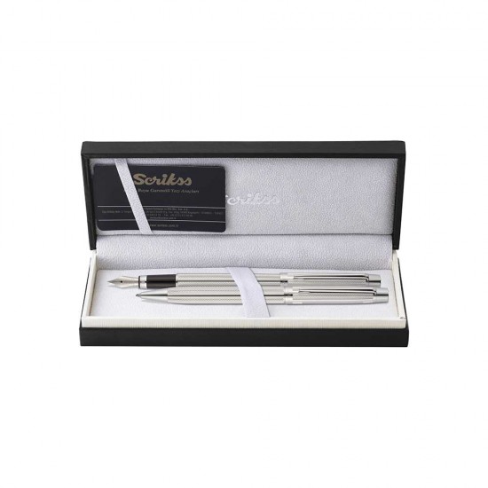 SCRİKSS 722W TÜKENMEZ+DOLMAKALEM TAKIM BALIKSIRTI DESEN KROM