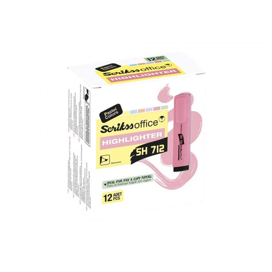 SCRİKSS SH712 FOSFORLU PASTEL PEMBE 12Lİ KT