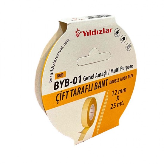 YILDIZLAR BYB-01 ÇİFT TARAFLI BANT 12X25M