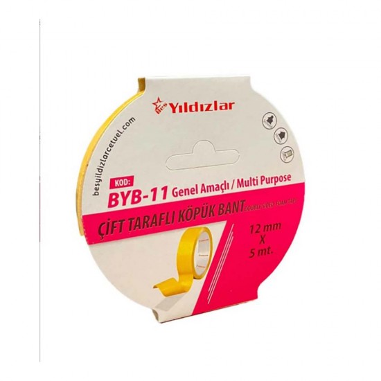 YILDIZLAR BYB-11 ÇİFT TARAFLI KÖPÜK BANT 12X5M