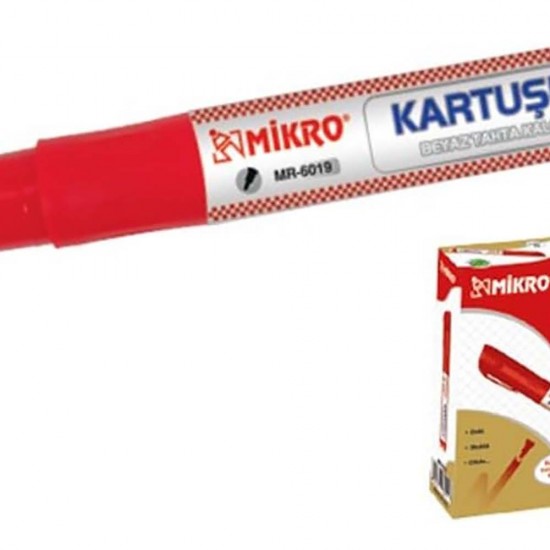 MİKRO MR-6019K BEYAZ TAHTA KALEMİ KARTUŞLU KIRMIZI