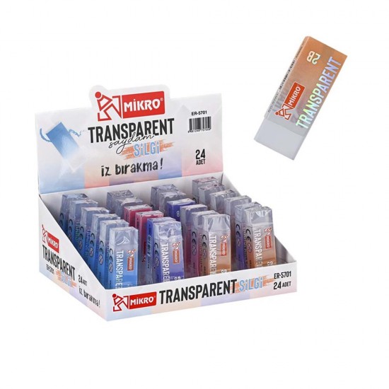 MİKRO ER5701 TRASPARANT SAYDAM SİLGİ 24LÜ KT