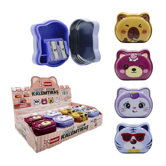 MİKRO MK-7928 ÇİFTLİ METAL KALEMTRAŞ PAWPAW 24LÜ KT