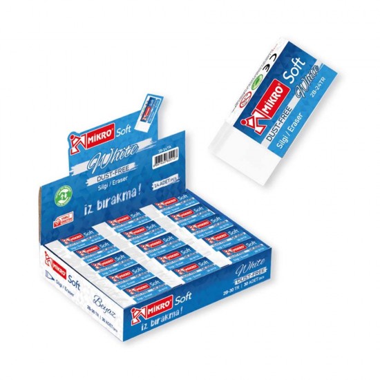 MİKRO 2B-24TR SOFT SİLGİ BEYAZ 24LÜ KT