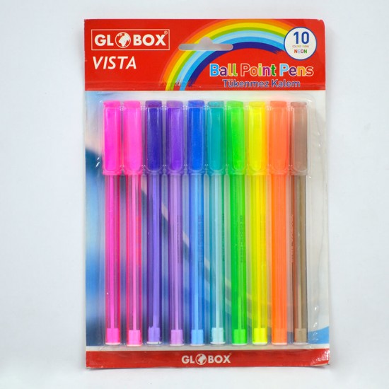 GLOBOX 2147 VİSTA NEON TÜKENMEZ KALEM KRŞ 10LU
