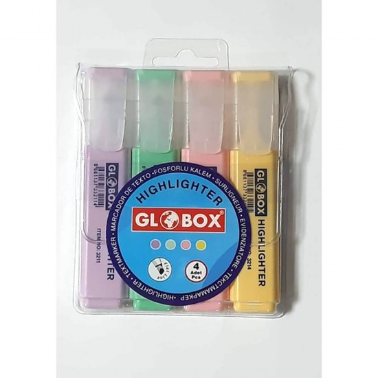 GLOBOX 3230 FOSFORLU KALEM 4LÜ PASTEL RENK