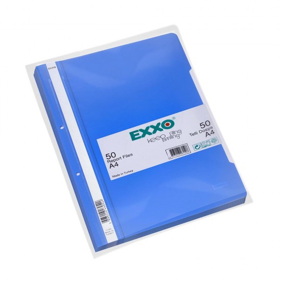 EXXO PP TELLİ DOSYA A4 MAVİ 50 Lİ