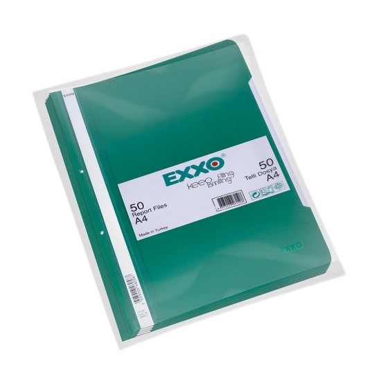 EXXO PP TELLİ DOSYA A4 YEŞİL 50 Lİ