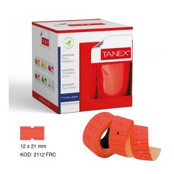 TANEX 12X21MM FİYAT ETİKETİ ÇİZGİLİ FLO KIRMIZI 800ADET