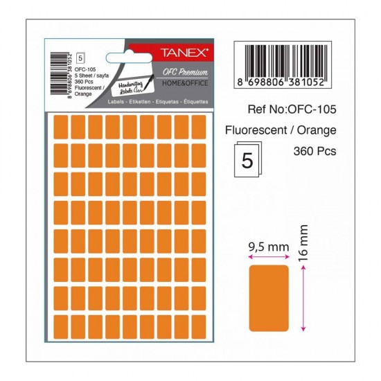 TANEX OFC-105 OFİS ETİKETİ FLO TURUNCU