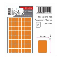 TANEX OFC-106 OFİS ETİKETİ 12X17 FLO TURUNCU