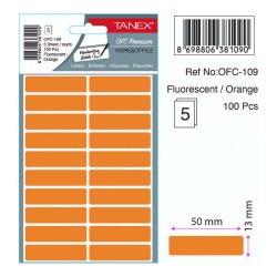 TANEX OFC-109 OFİS ETİKETİ 13X50 FLO TURUNCU