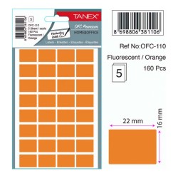 TANEX OFC-110 OFİS ETİKETİ 16X22 FLO TURUNCU