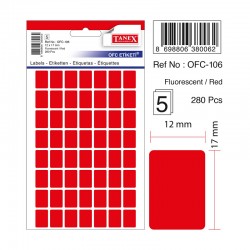 TANEX OFC-106 OFİS ETİKETİ 12X17 FLO KIRMIZI
