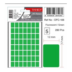 TANEX OFC-106 OFİS ETİKETİ 12X17 FLO YEŞİL