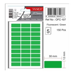 TANEX OFC-107 OFİS ETİKETİ 12X30 FLO YEŞİL