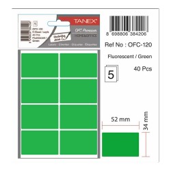 TANEX OFC-120 OFİS ETİKETİ FLO YEŞİL 5AD