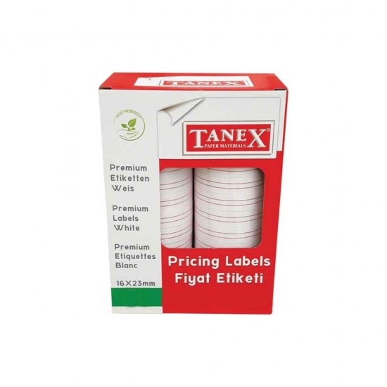 TANEX 16X23MM FİYAT ETİKETİ ÇİZGİLİ BEYAZ