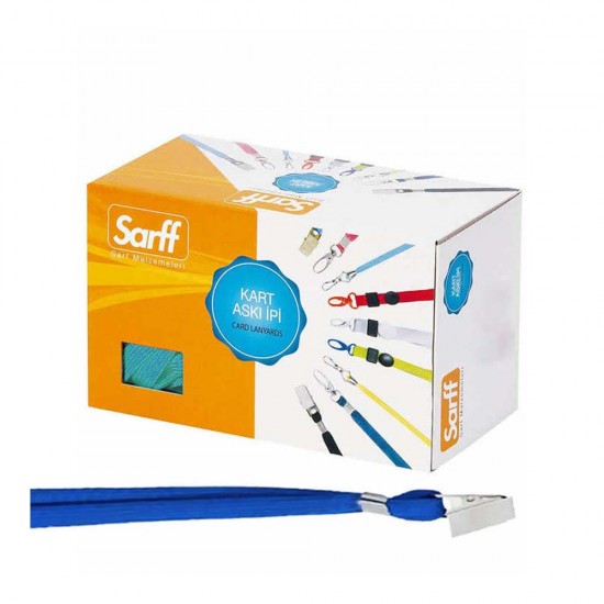 SARFF 15311204T METAL KLİPSLİ KART ASKI İPİ MAVİ 50Lİ KT