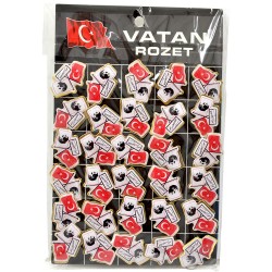 VATAN VT627 İKİLİ BAYRAKLI ATALI İMZA ROZET 30LU