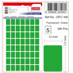 TANEX OFC-106 OFİS ETİKETİ 12X17 FLO YEŞİL
