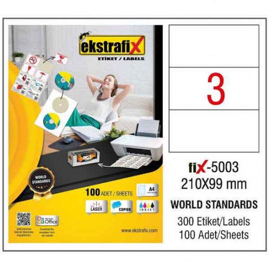 EKSTRAFİX FİX-5003 LAZER ETİKET 210X99MM