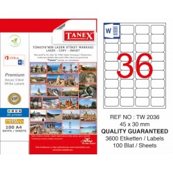 TANEX TW-2036 LAZER ETİKET 45X30MM