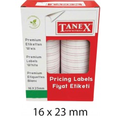 TANEX 16X23MM FİYAT ETİKETİ ÇİZGİLİ BEYAZ