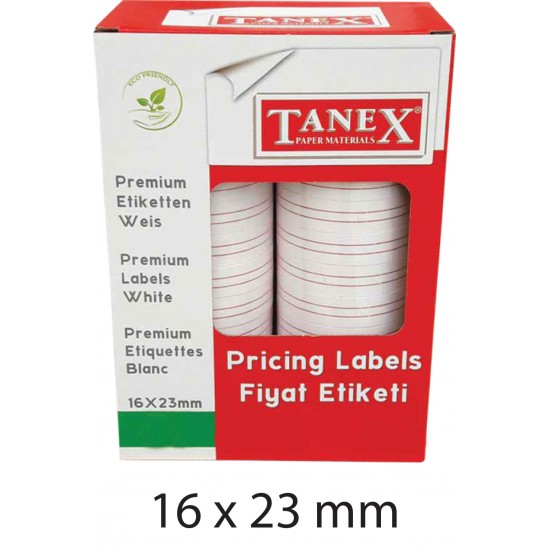 TANEX 16X23MM TANEX FİYAT ETİKETİ ÇİZGİLİ BEYAZ