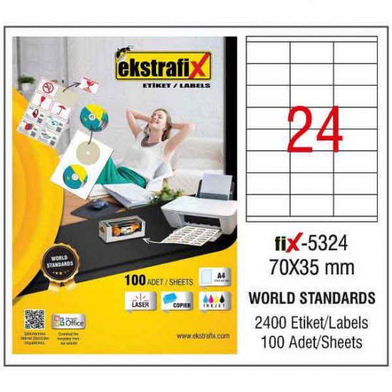 EKSTRAFİX FİX-5324 VELLUM ETİKET 70X35MM