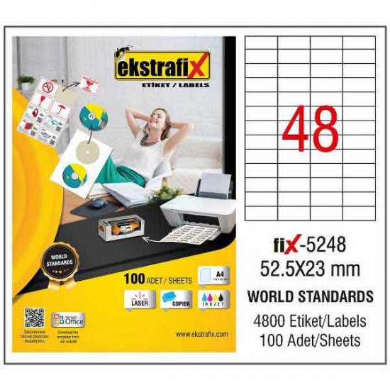 EKSTRAFİX FİX-5248 LAZER ETİKET 52.5X23MM