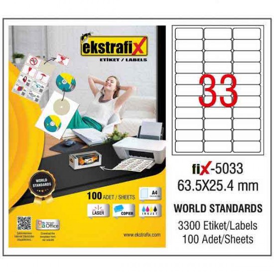 EKSTRAFİX FİX-5033 LAZER ETİKET 63.5X25.4MM