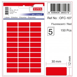 TANEX OFC-107 OFİS ETİKETİ 12X30 FLO KIRMIZI