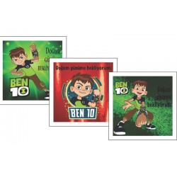 KESKİN BEN10 DOĞUM GÜNÜ KART+ZARF 10LU