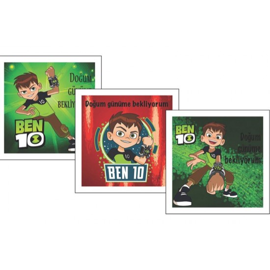 KESKİN BEN10 DOĞUM GÜNÜ KART+ZARF 10LU