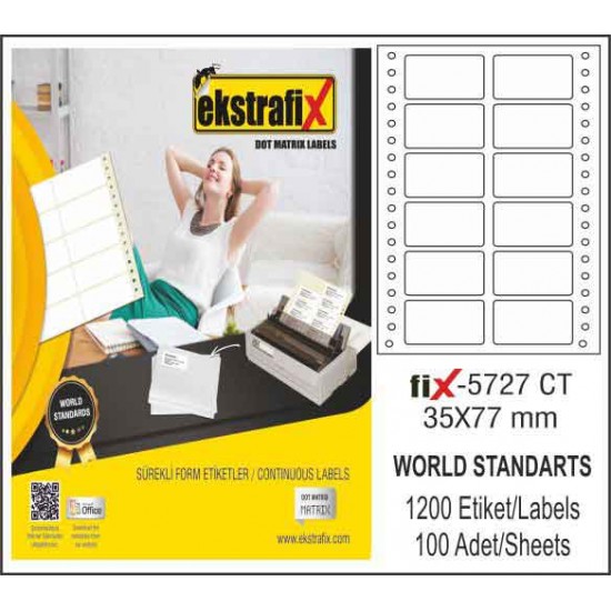 EKSTRAFİX FİX-5727 BİLGİSAYAR ETİKETİ 35X77MM